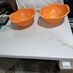Two Large Plastic Serving Bowls 