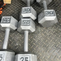 Two Sets Of Dumbbells 25lbs And 30lbs