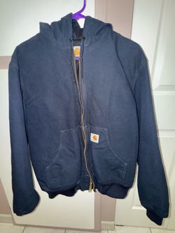 Carhartt Hooded Quilt Lined Duck Jacket Navy Blue Small