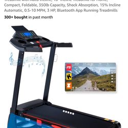 Treadmill with Auto Incline, 18" Incline Treadmill for Home, Compact, Foldable, 350lb Capacity, Shock Absorption, 15% Incline Automatic, 0.5-10 MPH, 3