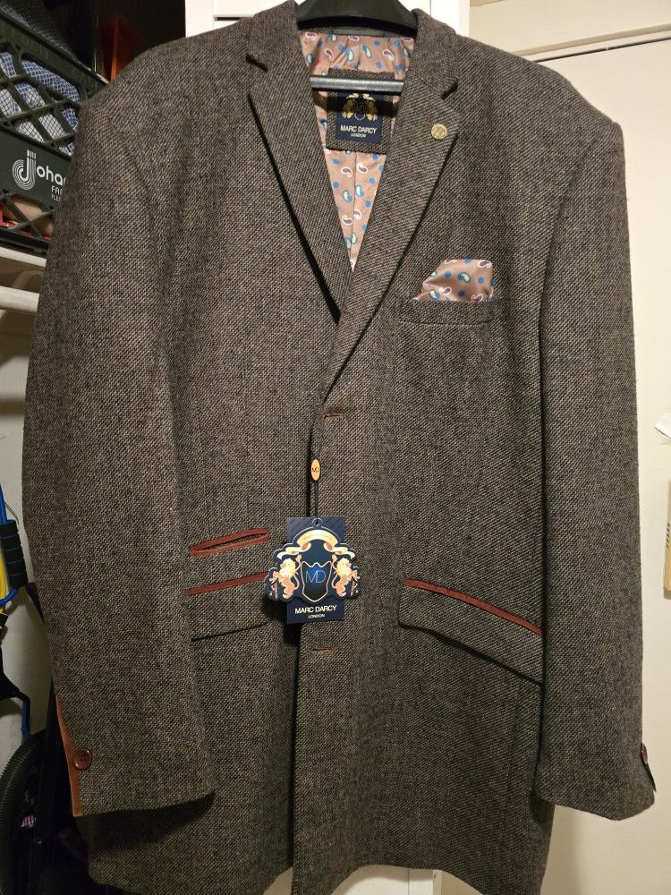 MENS MARC DARCY FORMAL OVERCOAT JACKET - TAN 52R NEW W/ TAGS