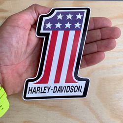 Harley Davidson Motorcycle Sticker Number 1 Amrican Flag Car Bumper Decal