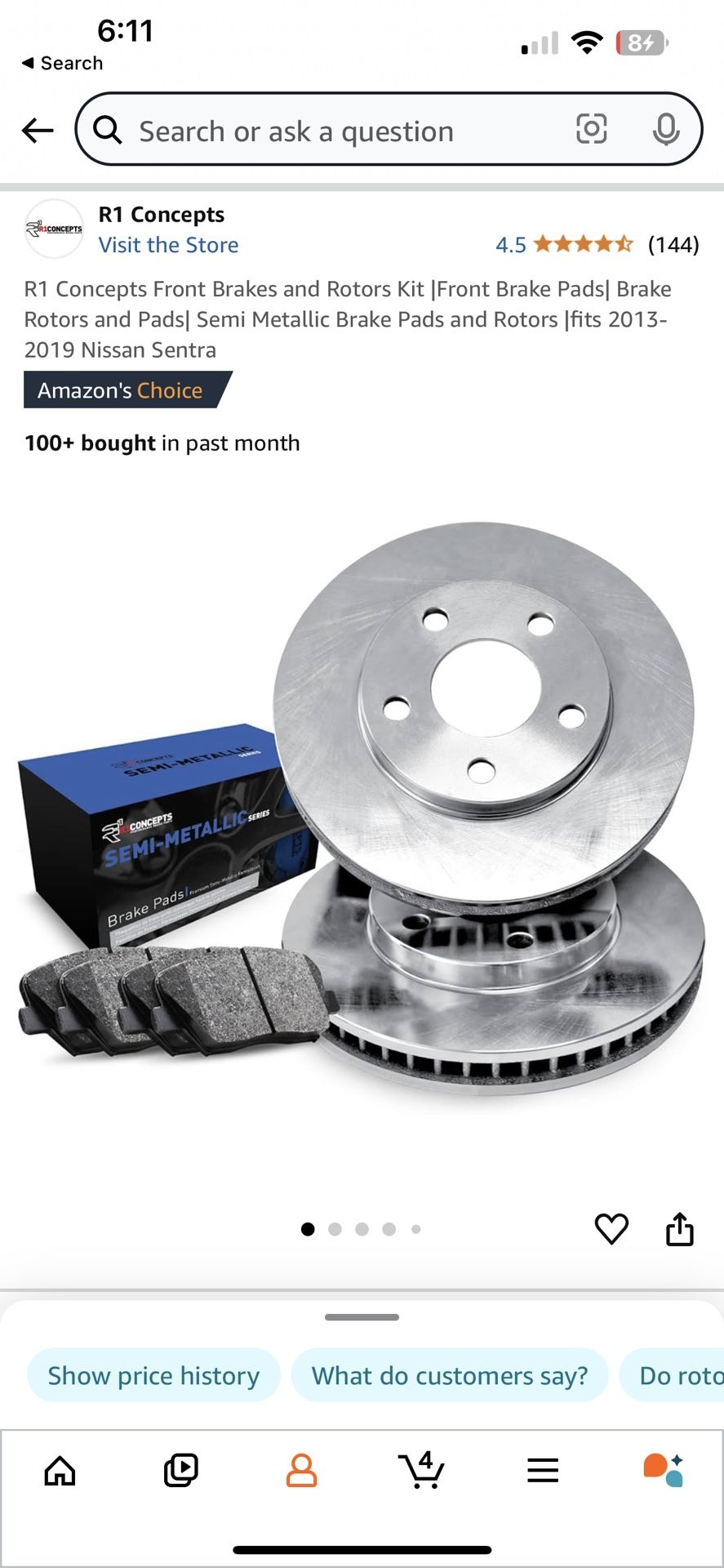 Nissan Sentra Front Brake Pads + Rotors (2013-2019)