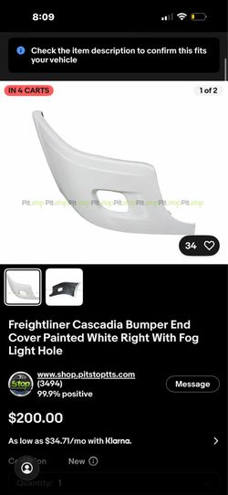 Freightliner Cascadia Bumper End Cover Painted White Left With Fog Light Hole