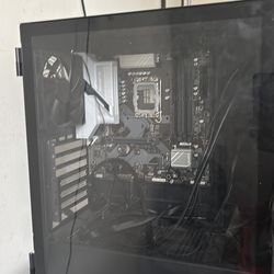 Pc case with motherboard and rgb fans