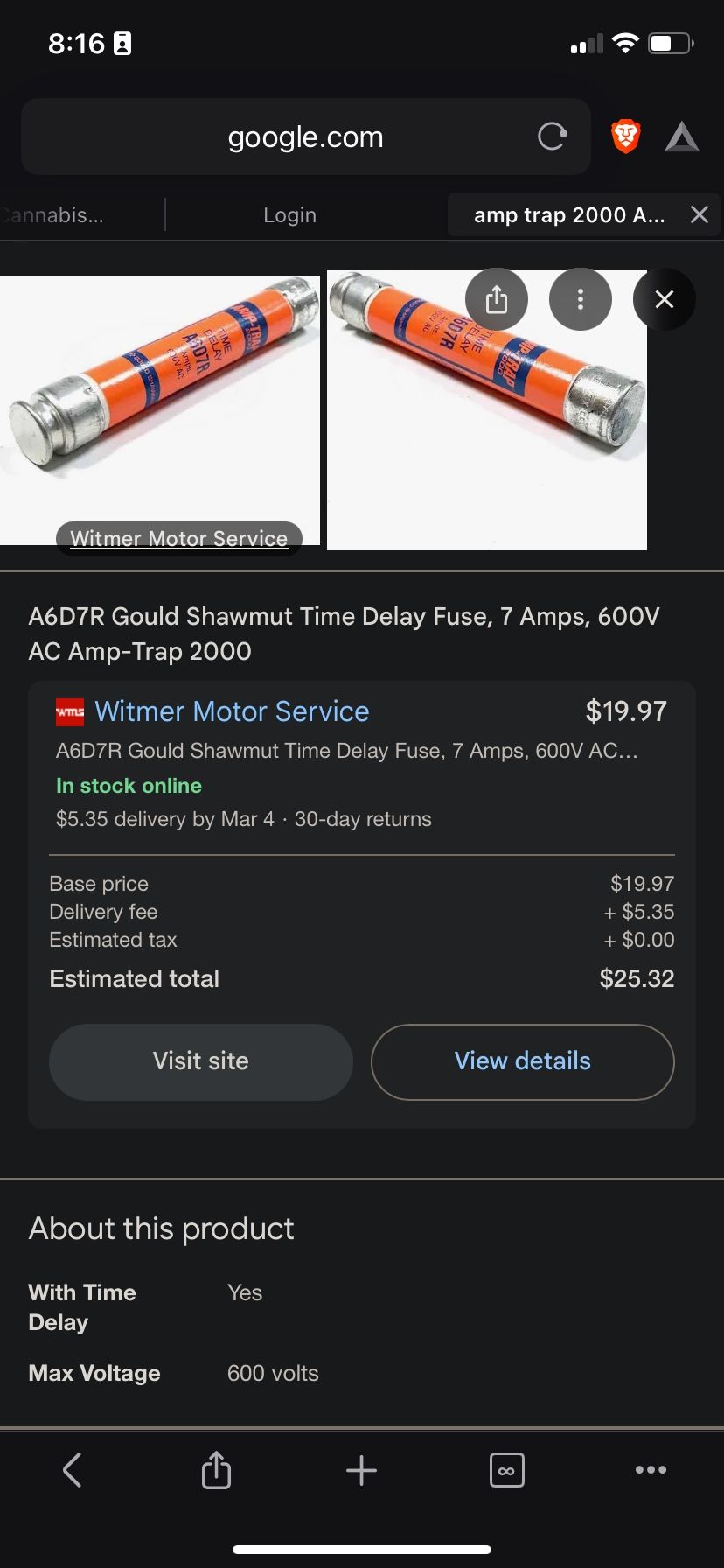 Industrial Time Delay Fuses New 7-225 Amp