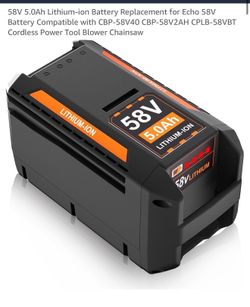 58V 5.0Ah Lithium-ion Battery Replacement for Echo 58V Battery Compatible with CBP-58V40 CВP-58V2AH CPLB-58VBT Cordless Power Tool Blower Chainsaw