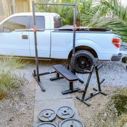 160lbs Olympic Weights+ Squat Rack+ Bench+ Barbell+ Tree
