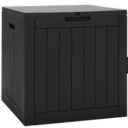 30-Gallon Weatherproof Outdoor Storage Box with Woodgrain Finish - Black Resin