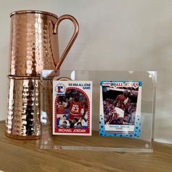 Michael Jordan Dual Card Display | 1989 All-Star Fleer Bulls | Framed Collectible