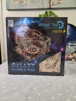 Wood Trick Wooden Marble Run Electric Motorized - 3D Wooden Puzzles for Adults to Build - 15x14 in - Roller Coaster Wooden Model Kits for Adults to Bu