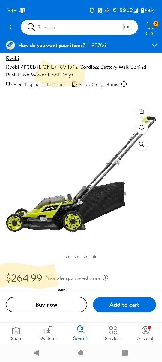 Ryobi One+ 18 v Lawn Mower