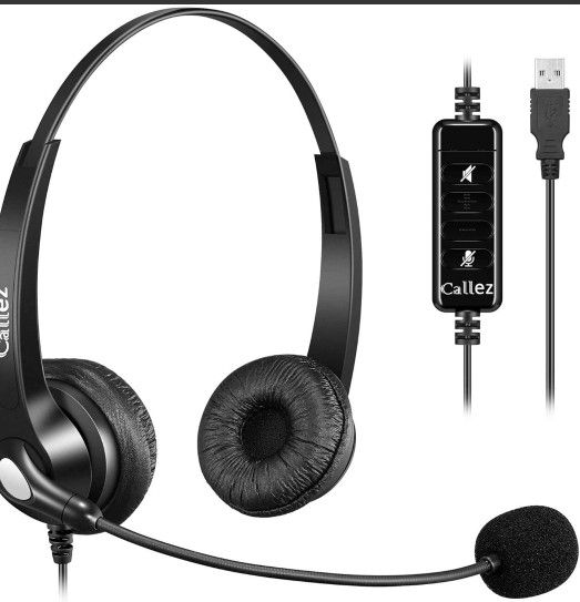 Callez USB Headset with Microphone Noise Cancelling & Audio Controls,Call Center