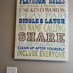 Kids Playroom Toy room big canvas wall art decoration sign size 2’x2’6” (24”X30”)