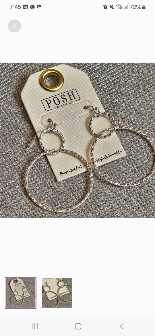 Posh Boutique Silver Hammered Earrings 