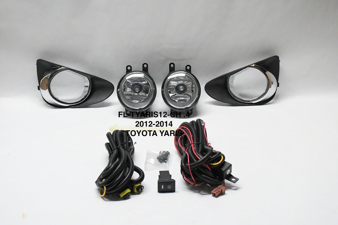 12-14 Toyota Yaris Hatchback Chrome Fog Lights With Switch Luces Antiniebla Cromadas