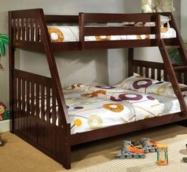New Twin Over Full Bunkbed Wooden Bunk With Mattresses Included