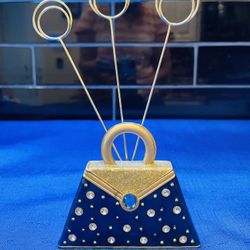 Vintage And So Pretty. Enamel/rhinestone Handbag Shaped Photo Holder