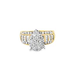10K Tear Drop Cinderalla Style with 1 CTW Diamond Ring