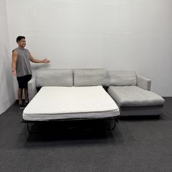 ❌2k OFF❌ Joybird Briar Sleeper Sectional Couch - Gray Sunbrella Premier Fog Fabric , Right Orientation - Can Deliver