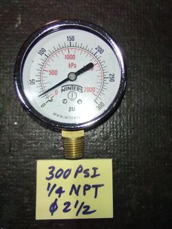 Pressure Gauge, Winters, PEM 217 300 PSI, ¼ NPT