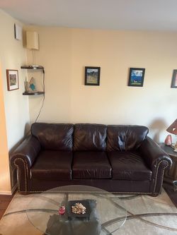 Real Leather 2-Piece Couch Set