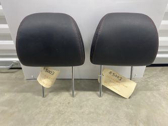 2010-2013 Kia Forte Koup Front Headrests Black Leather Red Stitching Pair OEM