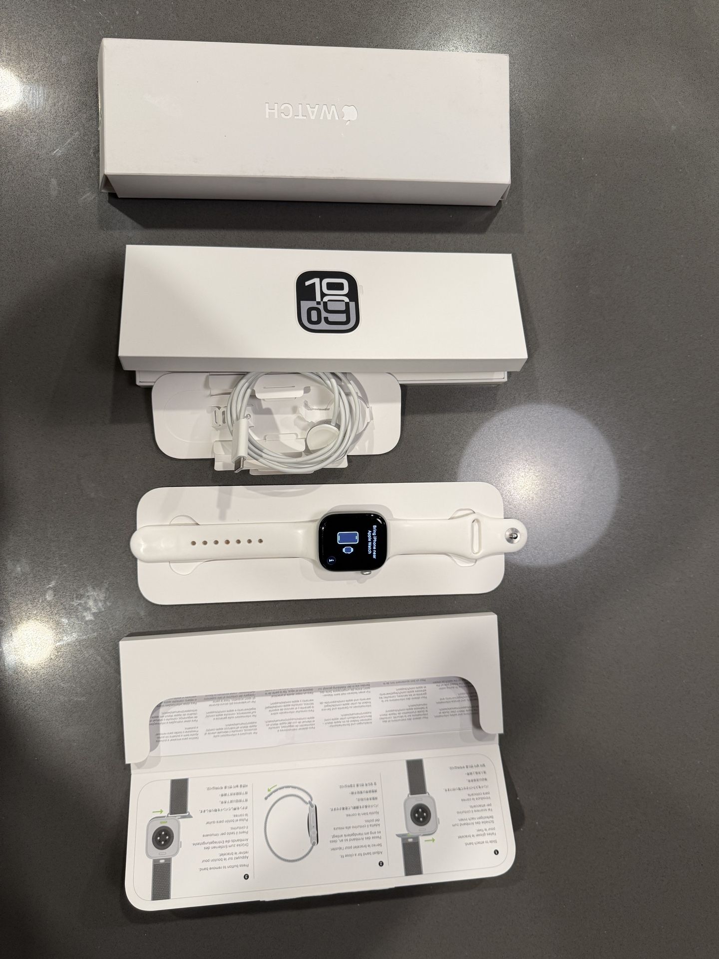 Apple Watch Series 10 GPS 46mm With White Band, Charger, And Original Packaging