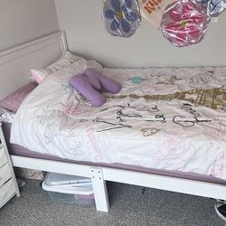 Full-Size Bedroom Set - Bed + Memory Foam Mattress + Dresser + Desk + Chair + Nightstand