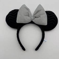 Tokyo Disney Resort Headband Ears Minnie Black Silver Shimmer Ribbon