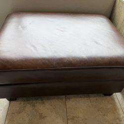 Dark Brown Leather Ottoman