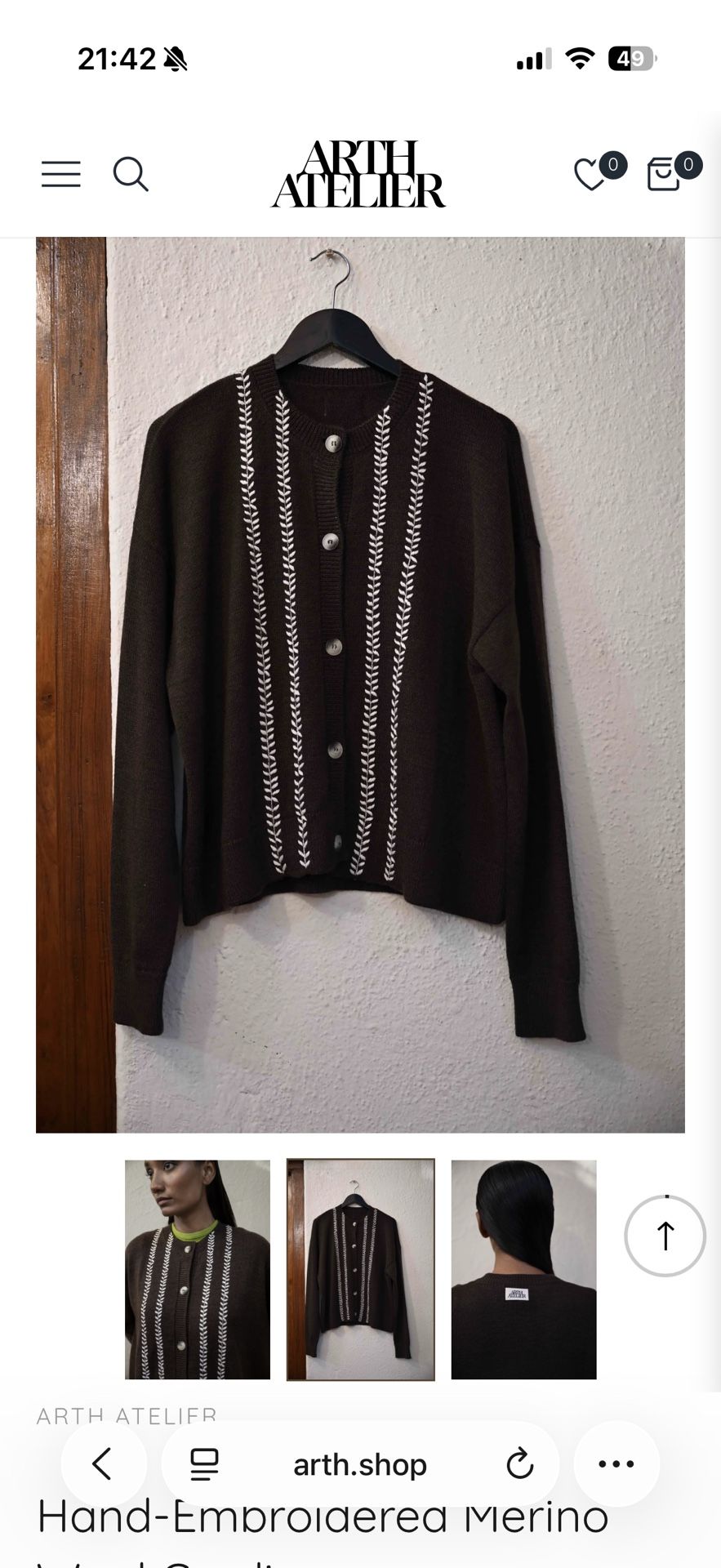 Merino Wool Cardigan - Sz Small - New With Tags - ARTH ATELIER