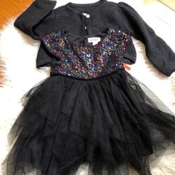 Not Available Black tulle dress with cardigan