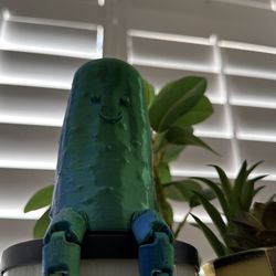 3-D Printed Green And Blue Happy Pickle Man!!