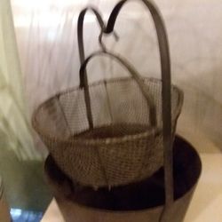 Antique Hearth/ Fireplace Deep Fryer and Basket 