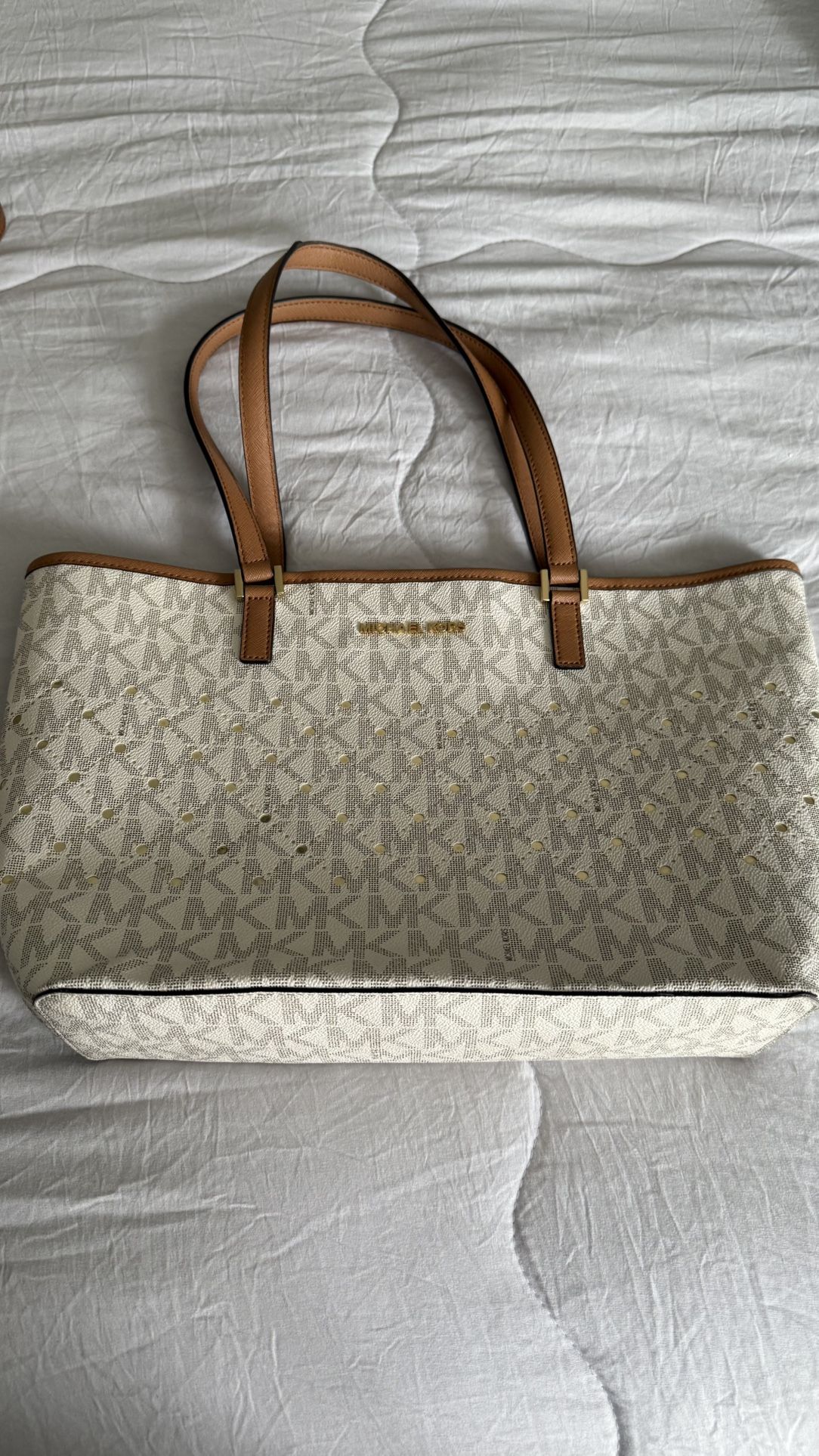 Michael Kors White/Gold Tote