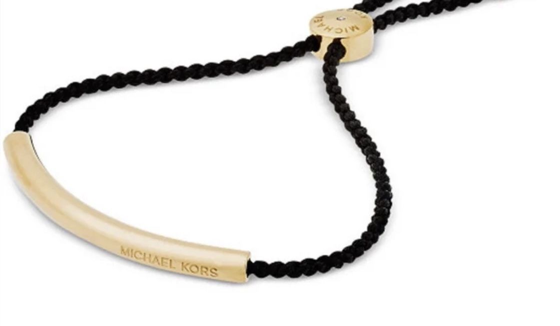 MK Braided bracelet w/ metallic gold charm bar