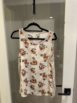 XL Maurices Cream Tank Top with Orange Floral Print