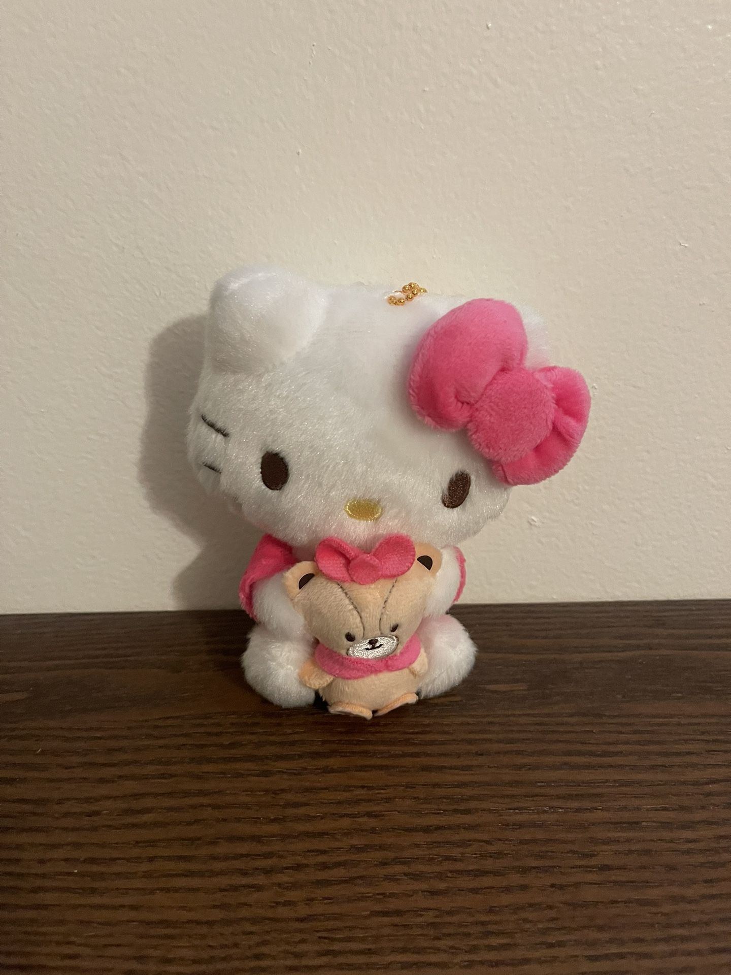 Sanrio Hello Kitty Keychain Plush with Teddy Bear – Cute Kawaii Charm