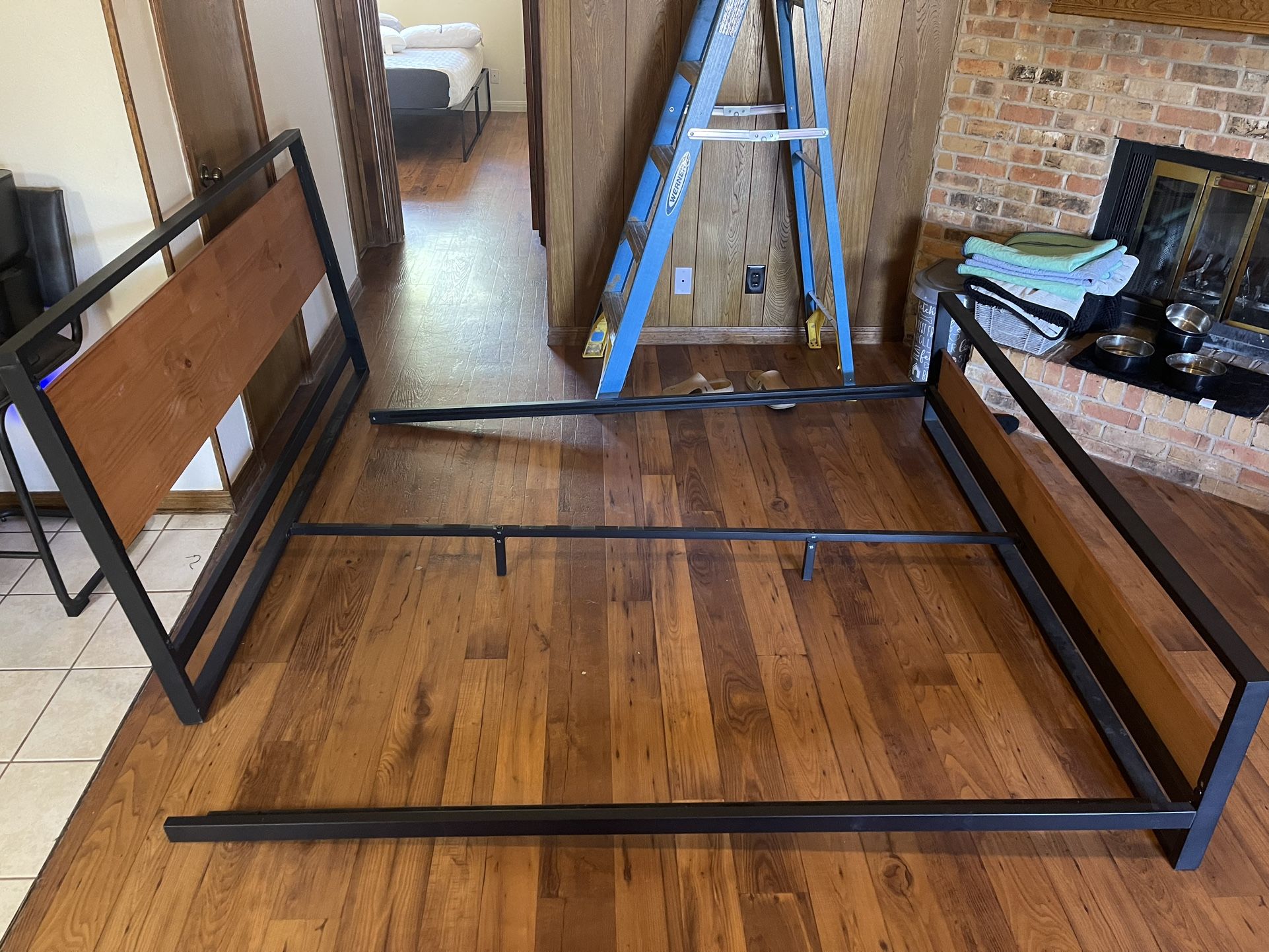 Wood and Metal King Sized Bed Frame