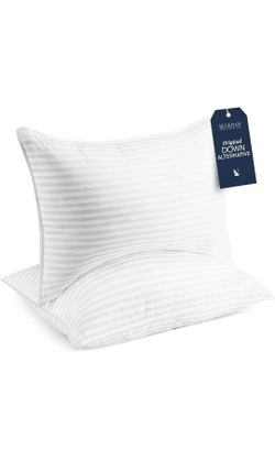 Beckham Hotel Collection Bed Pillows Standard / Queen Size Set of 2 - Down Alternative Bedding Gel Cooling Pillow for Back, Stomach or Side Sleepers

