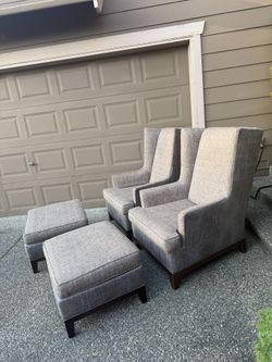 Wingback Chair with Ottoman Set