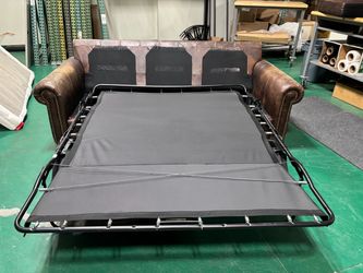 Brown Leather Couch with Sofa Bed
