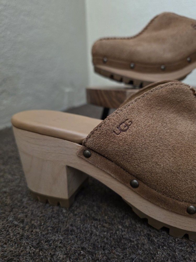 Women's UGG Tan Suede Clogs Men's shoes