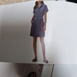Denim Shirtwaist Style Dress, Med, NEW