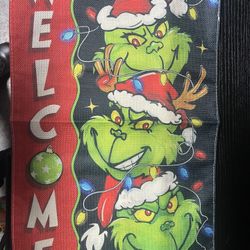 NEW - Christmas Welcome Grinch garden flag - 12” x 18”