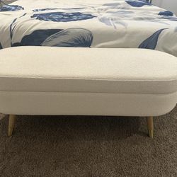 Upholstered Oval Storage Ottoman and Bench