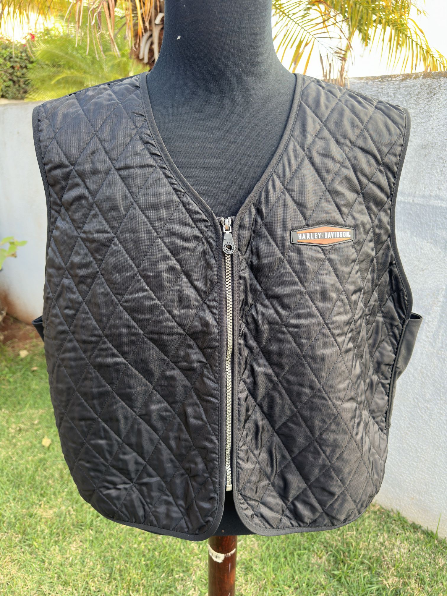 PreOwned Harley Davidson Vest Men's 3XL Black Full Zip  Quilted Motorcycle Gear