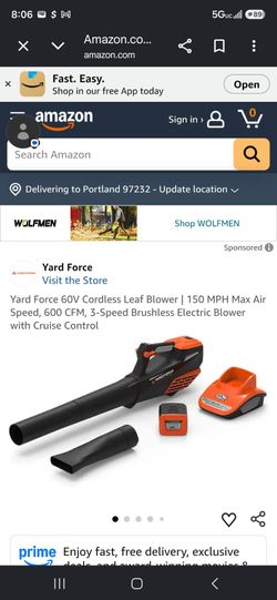 Yardforce 60v 150mph blower