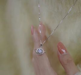 New 925 Sterling Silver Plated Necklace Personality Charming Woman Pendant Choker Birthday Gift for Friends Exquisite Jewelry